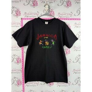 Tropix Jamaica Me Crazy shirt embroidered vintage funny cute Black Graphic Tee